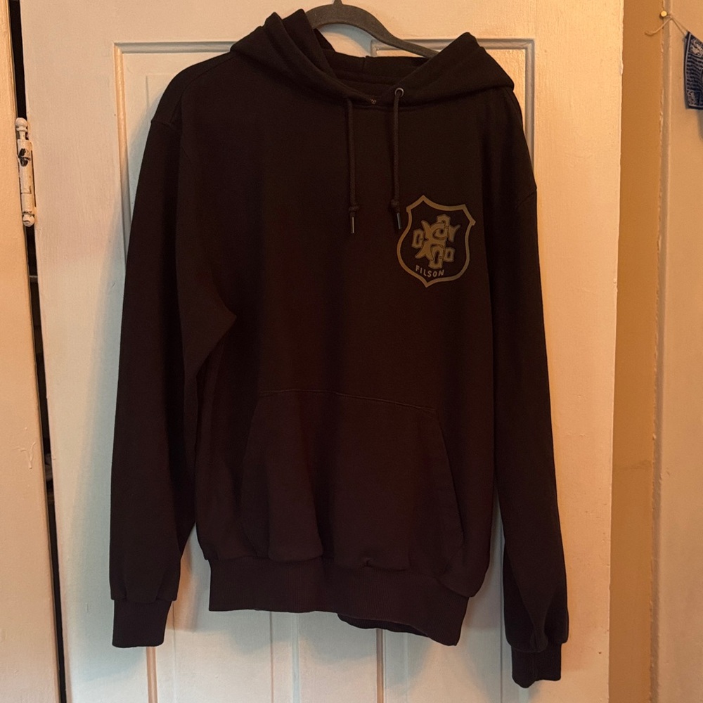 Filson Black Heavyweight Hoodie with Logo